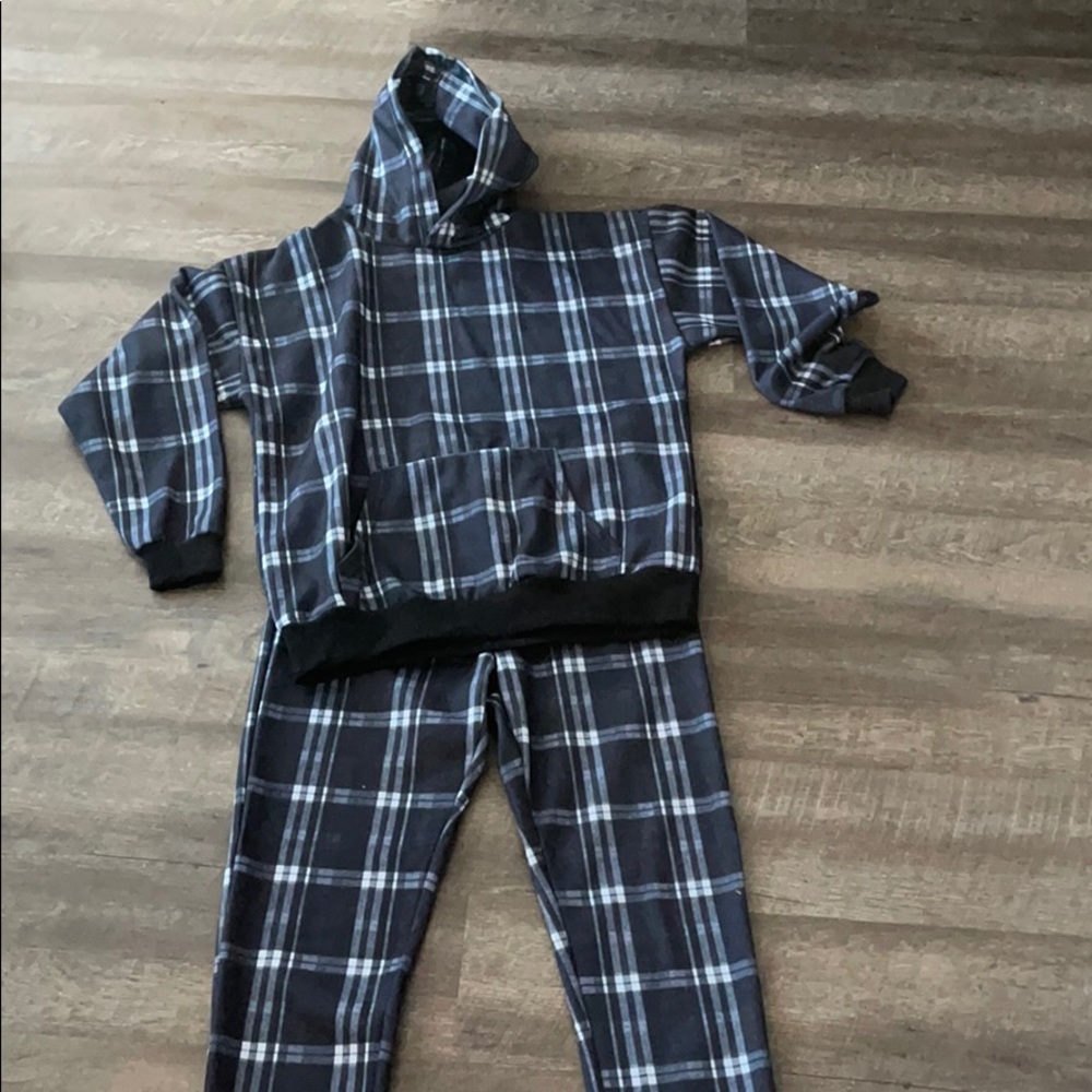 Blue, White, & Blue Men’s Sweatpants Hoodie Set